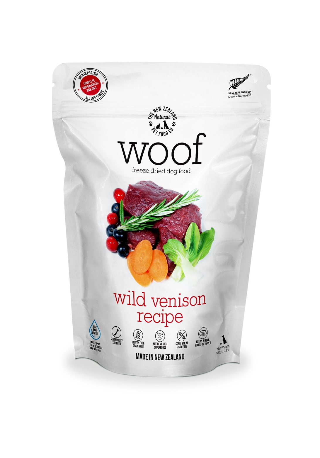 Woof Wild Venison Freeze Dried Dog Food 2.2lb
