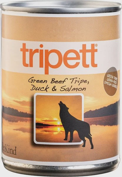 Petkind Tripett Grain-Free Green Beef Tripe, Duck & Salmon Wet Dog Food 12oz