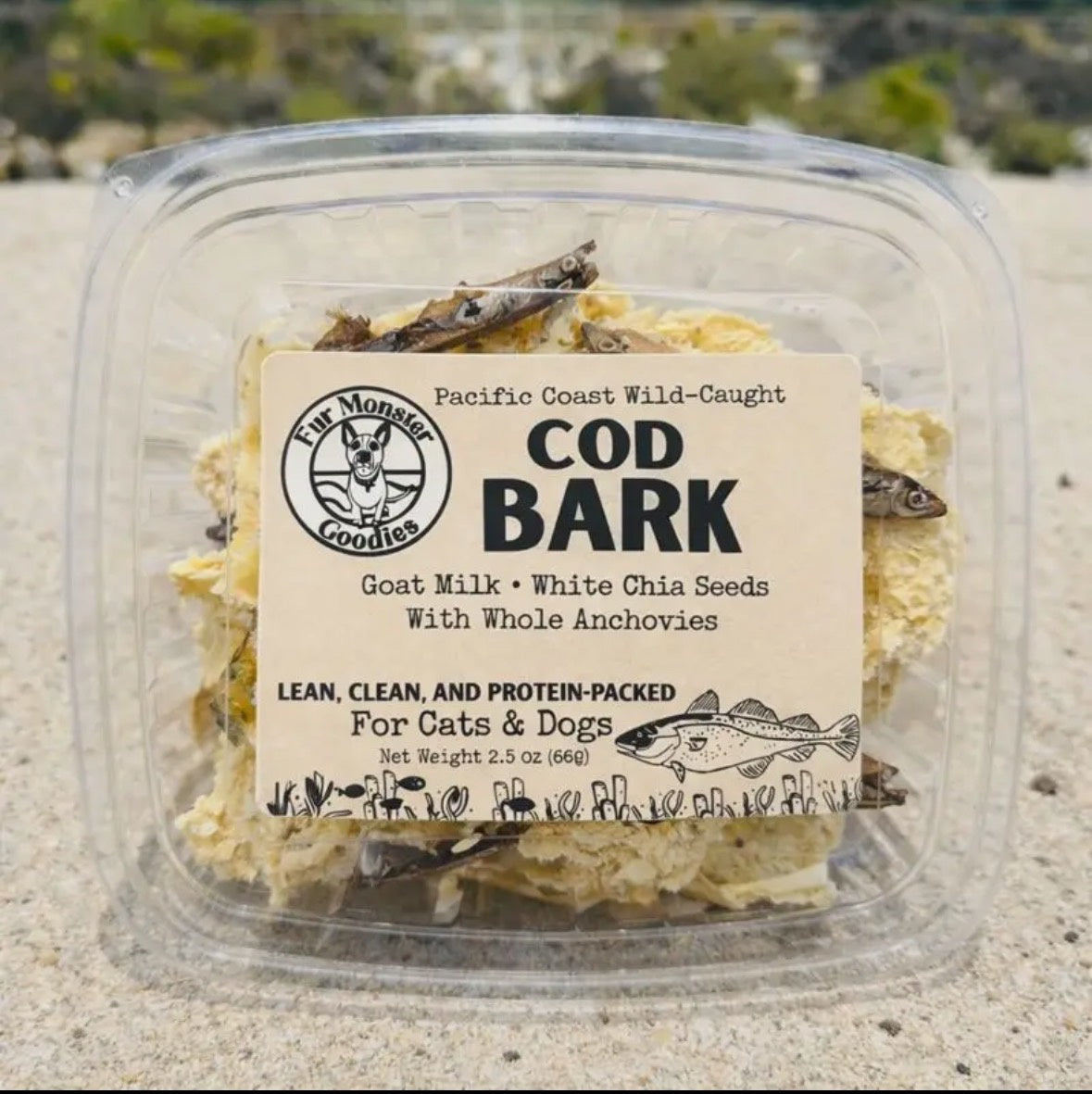 Fur Monster Bark: Wild-Caught Cod: Air Dried Jerky Treat 2.3oz