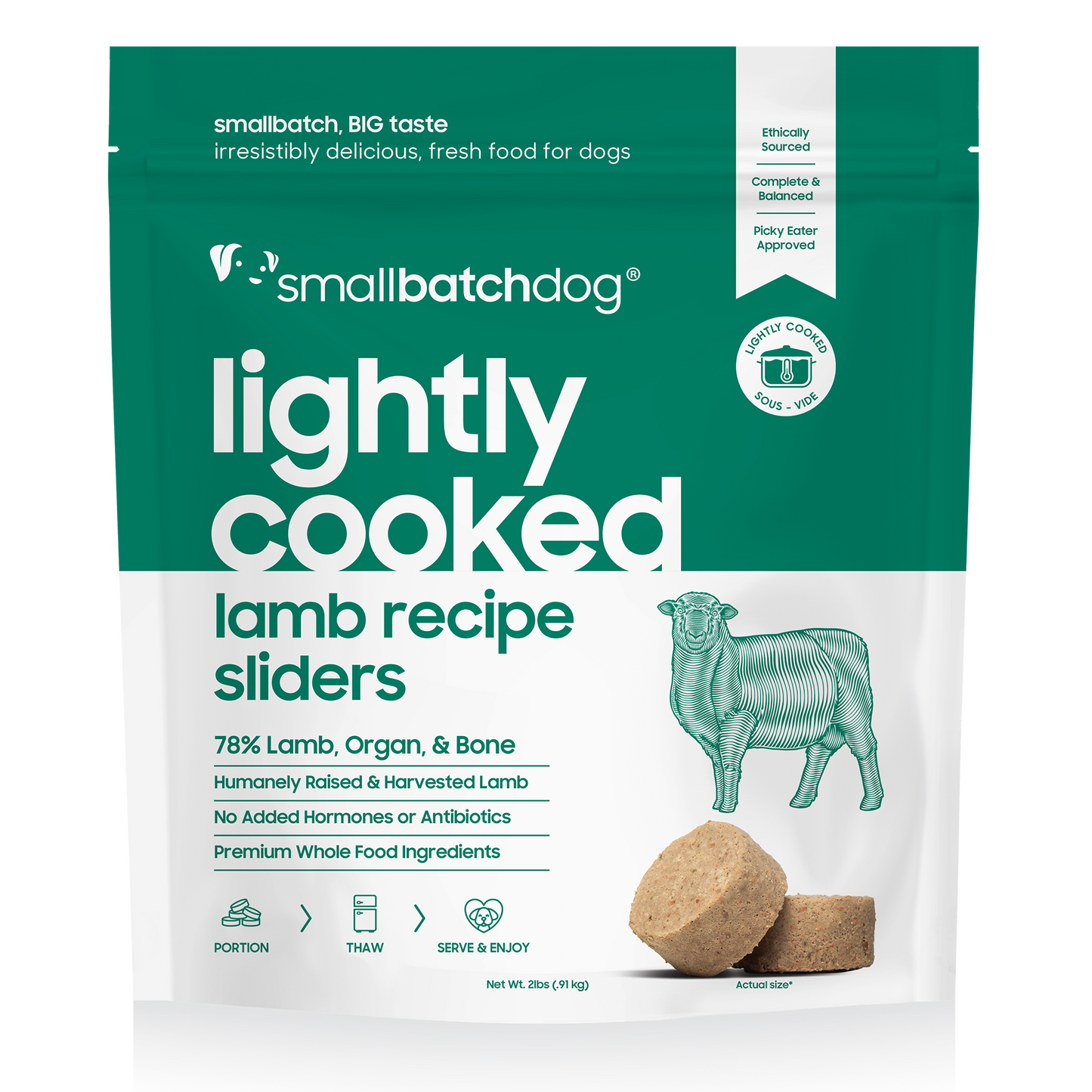 SmallBatch Dog Lightly Cooked Lamb Frozen-2lb