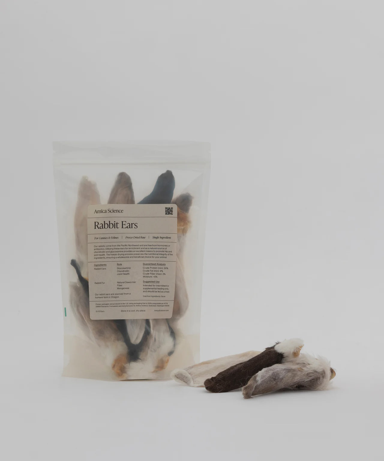 Amica Science Freeze Dried Rabbit Ears 13-15ct
