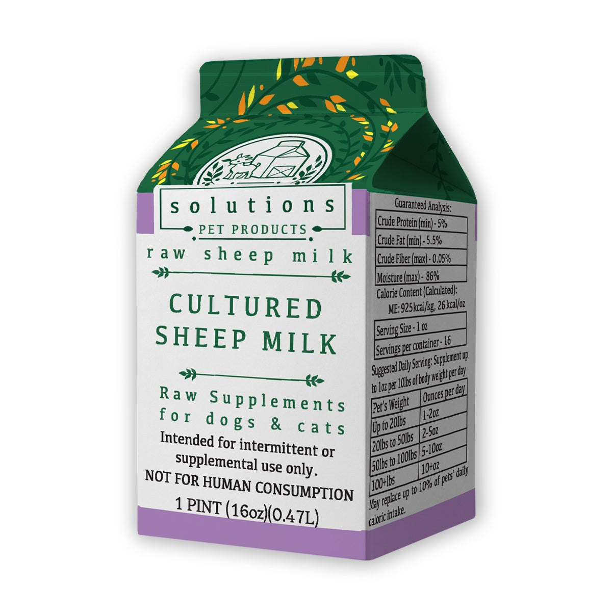 Solutions Frozen Raw Cultured Sheep Milk 16oz