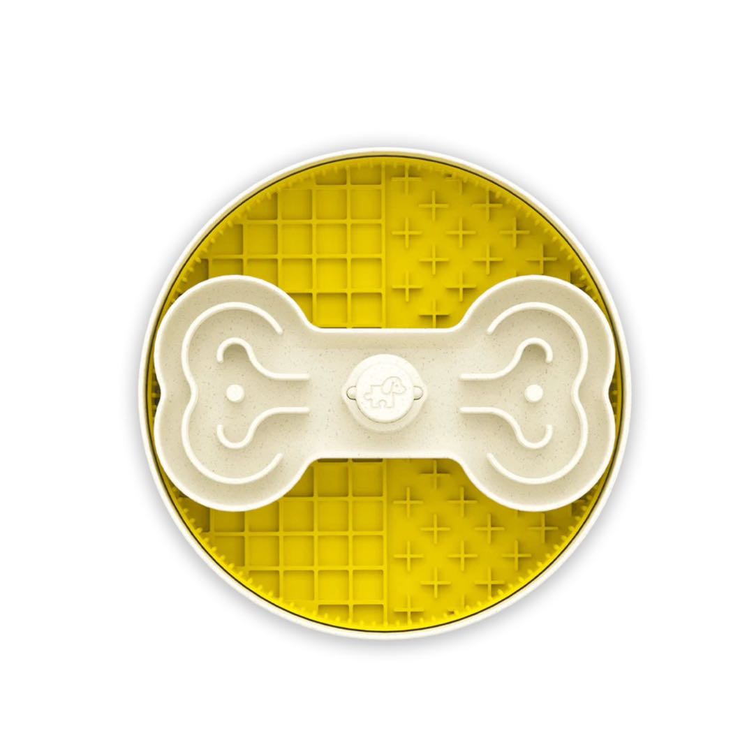 Puzzle Lick Bowl Yellow