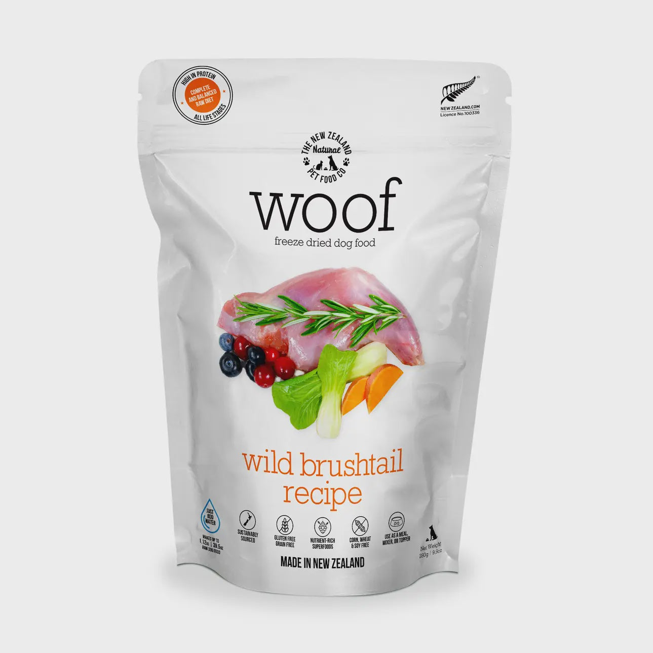 Woof Freeze Dried Dog Food Wild Brushtail 9.9oz