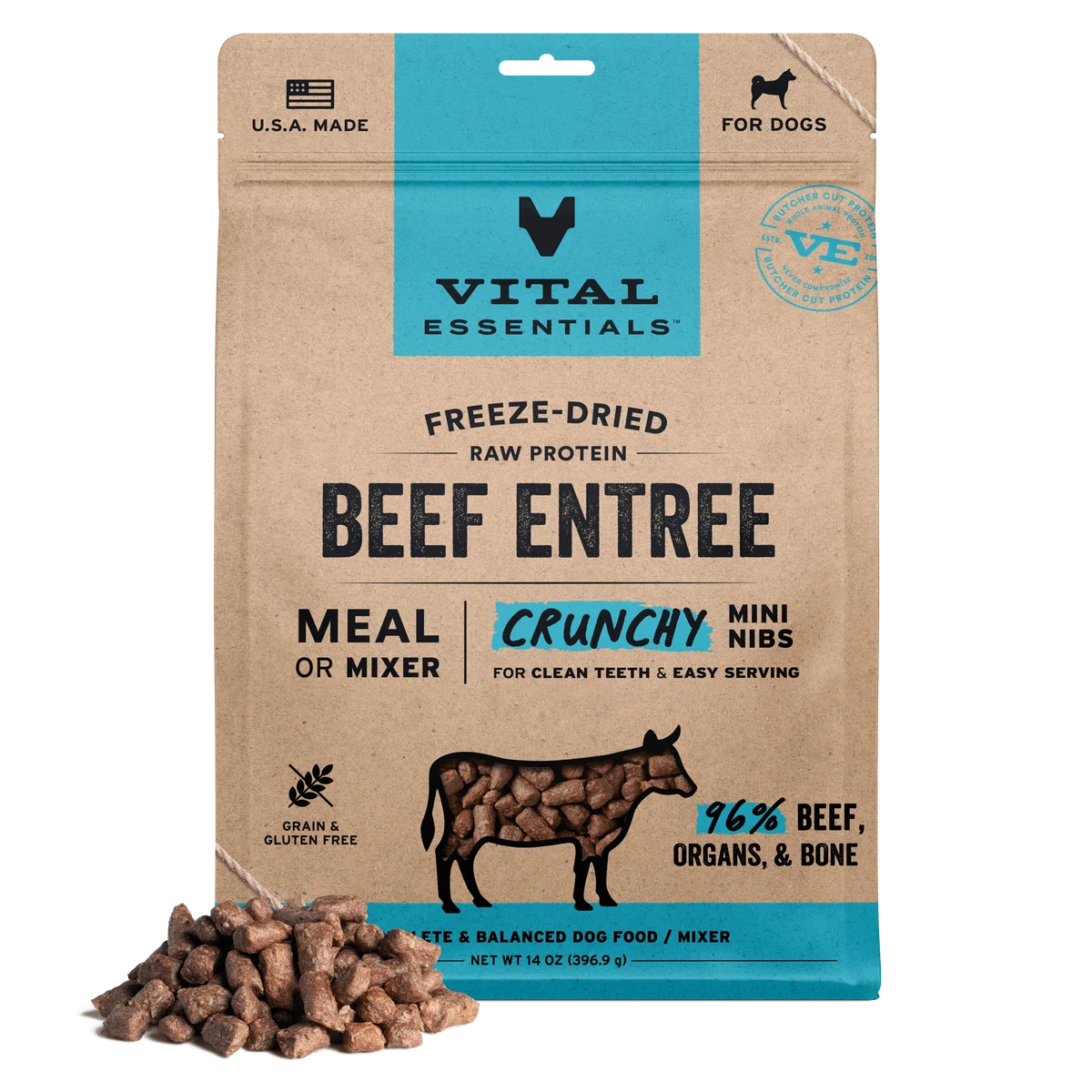 Vital Essentials Freeze-dried Crunchy Mini Nibs Meal or Mixer Dog Food