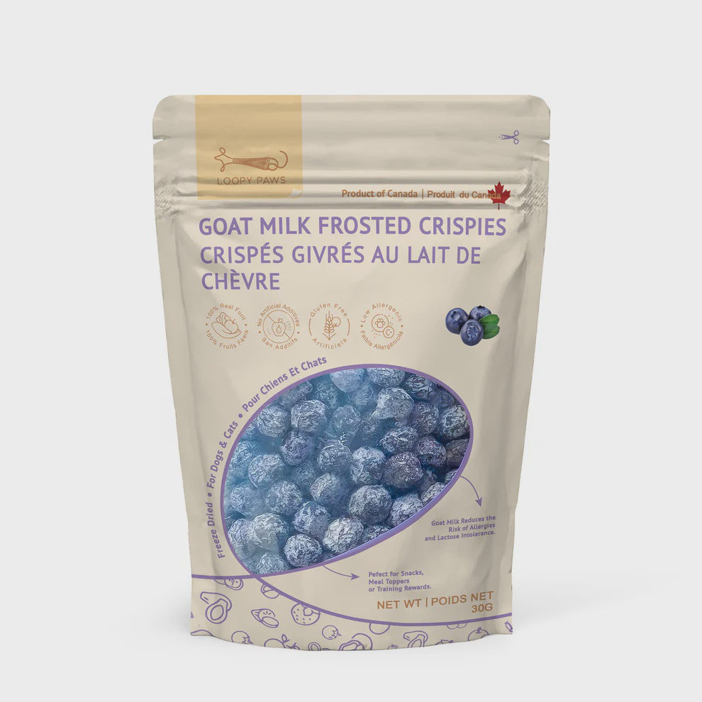 Loopy Paws Goat Milk Frosted Crispies-Blueberry-30g