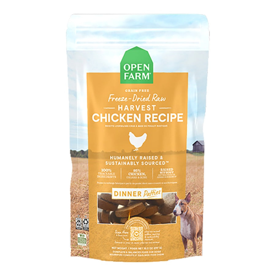 Open Farm Harvest Chicken Freeze Dried Raw Patties for Dogs 17.5oz