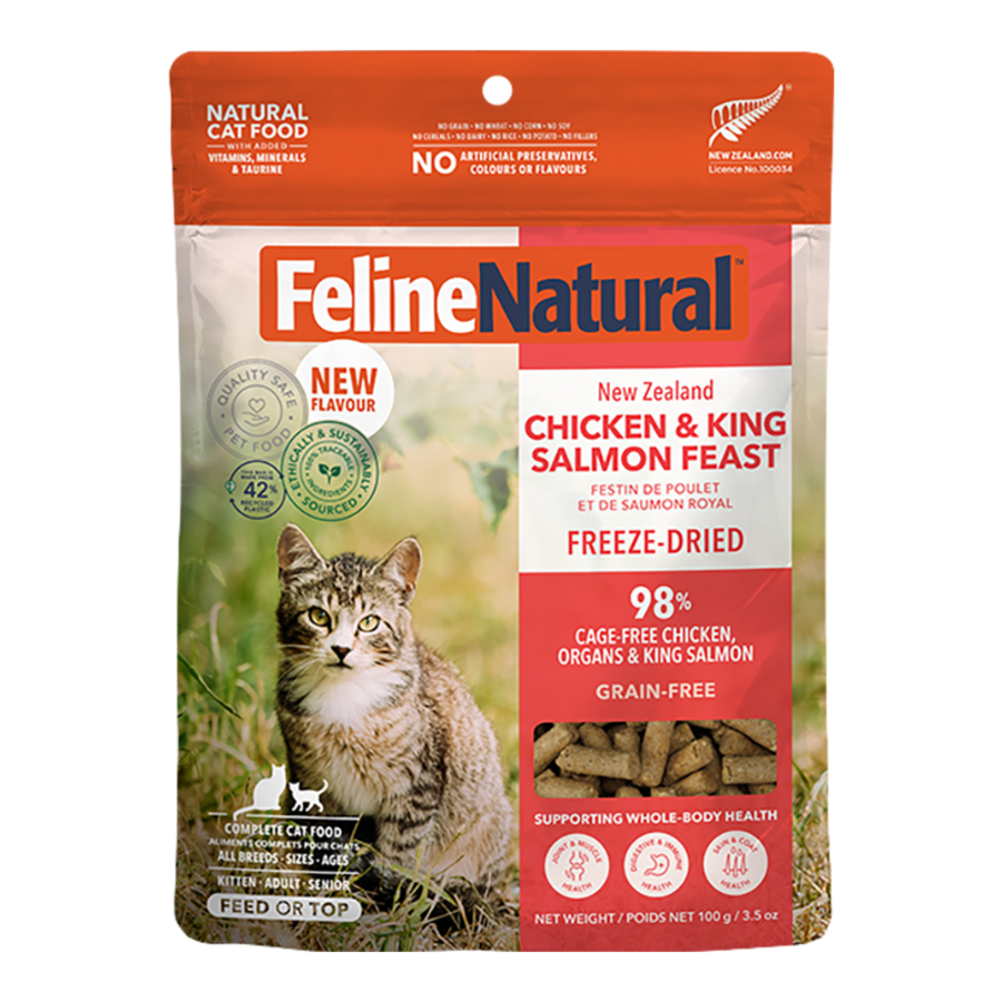 Feline Natural Chicken & King Salmon Feast Freeze-Dried Cat Food 3.5oz