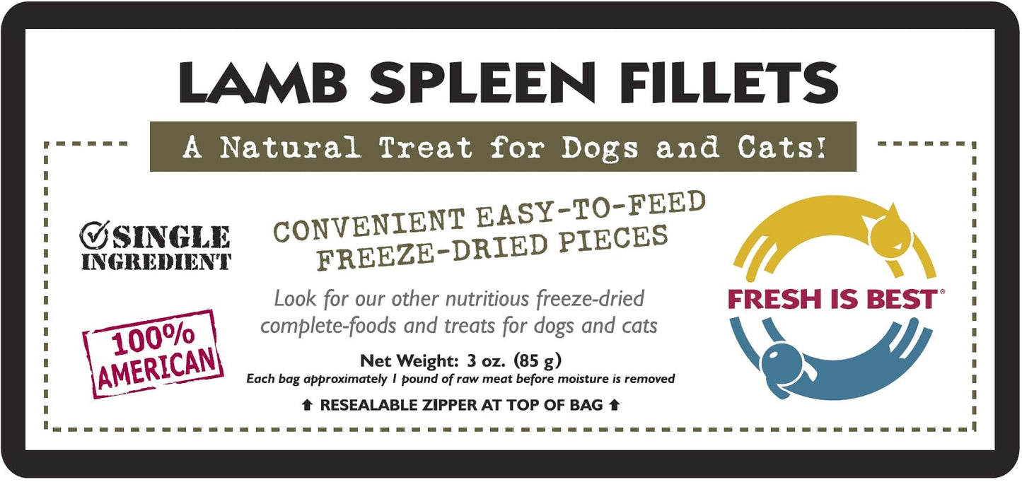 Fresh Is Best Freeze Dried Lamb Spleen Fillets 3oz