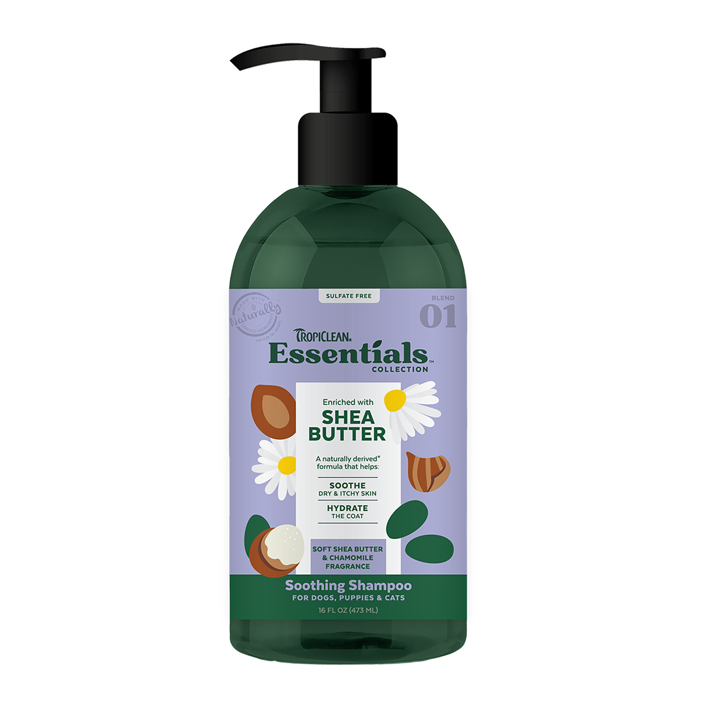 Tropiclean Shea Butter Shampoo for Dogs, Puppies & Cats 16oz