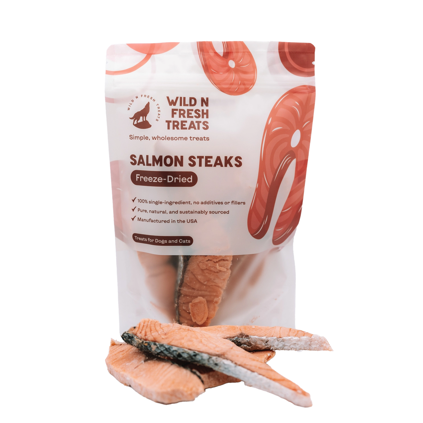 Wild n Fresh Treats  Freeze-Dried Salmon Steaks-3oz