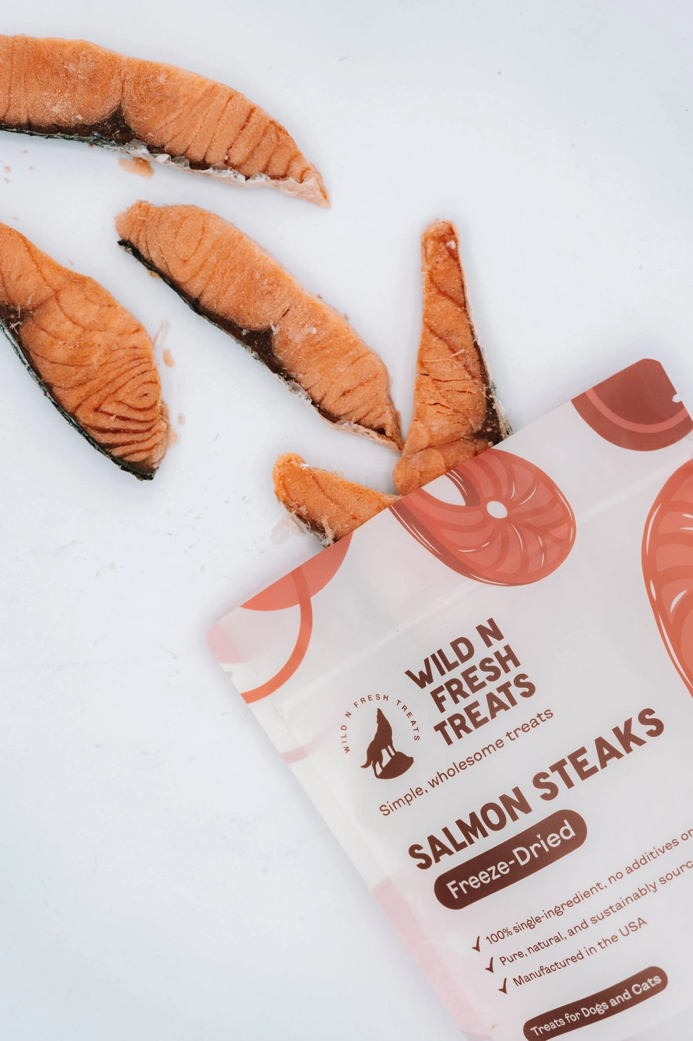 Wild n Fresh Treats  Freeze-Dried Salmon Steaks-3oz