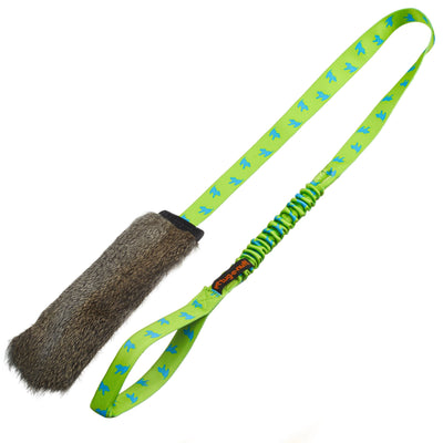 Tug E Nuff Rabbit Fur Squeaky Bungee Chaser Tug Toy