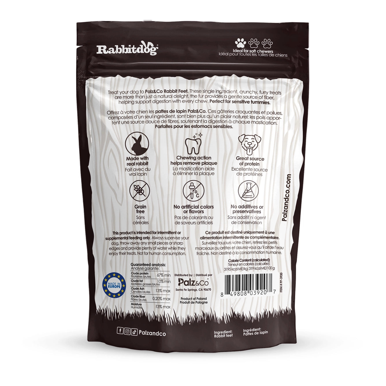 Palz&Co Rabbitdog Rabbit Feet with Fur 100g