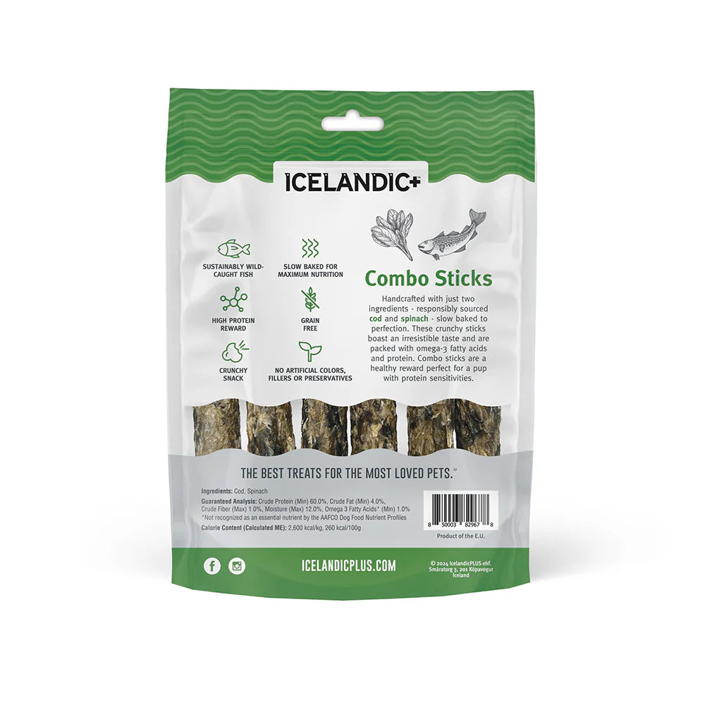 Icelandic Dog Cod & Spinach Combo Sticks 2oz