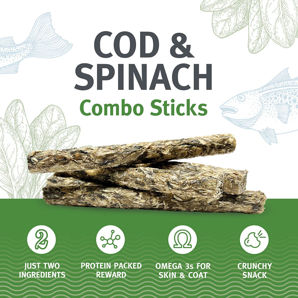 Icelandic Dog Cod & Spinach Combo Sticks 2oz