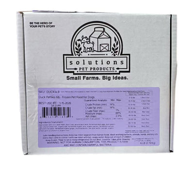 Solutions Pet Products Duck Recipe Frozen Raw Dog Food Patties 6lb
