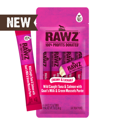 Rawz Cat Lickable Tuna Salmon Goat Milk Green Mussels Treat 1.6oz 4ct