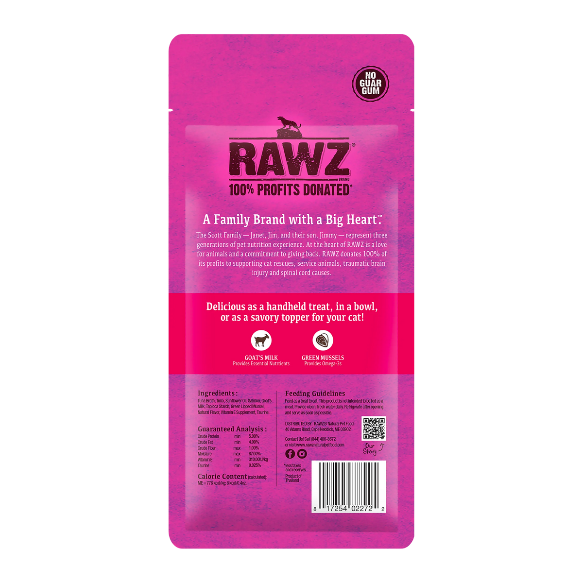 Rawz Cat Lickable Tuna Salmon Goat Milk Green Mussels Treat 1.6oz 4ct