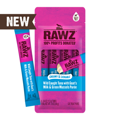 Rawz Cat Lickable Tuna Goat Milk Green Mussels Treat 1.6oz 4ct