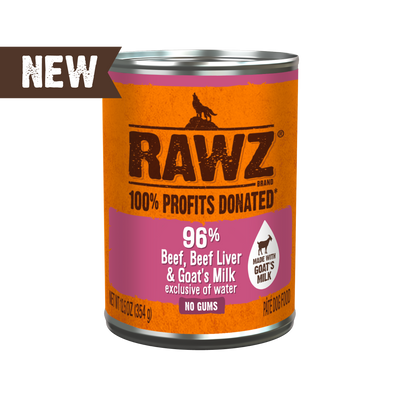 Rawz Dog GF 96% Beef &Beef Liver & Goats Milk Pate -12.5oz