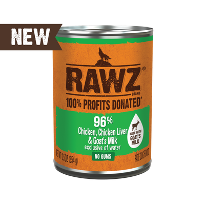 Rawz Dog GF 96% Chicken &Chicken Liver & Goats Milk Pate-12.5oz