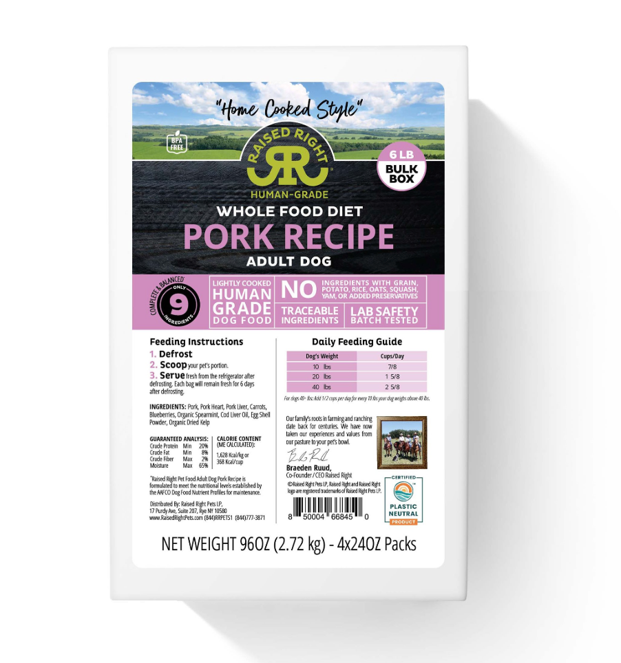 Raised Right Dog Cooked Frz  Bulk Box  6lb (4x24oz Packs)