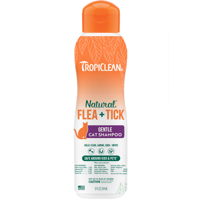 TropiClean Natural* Flea + Tick Cat Shampoo, 12 oz