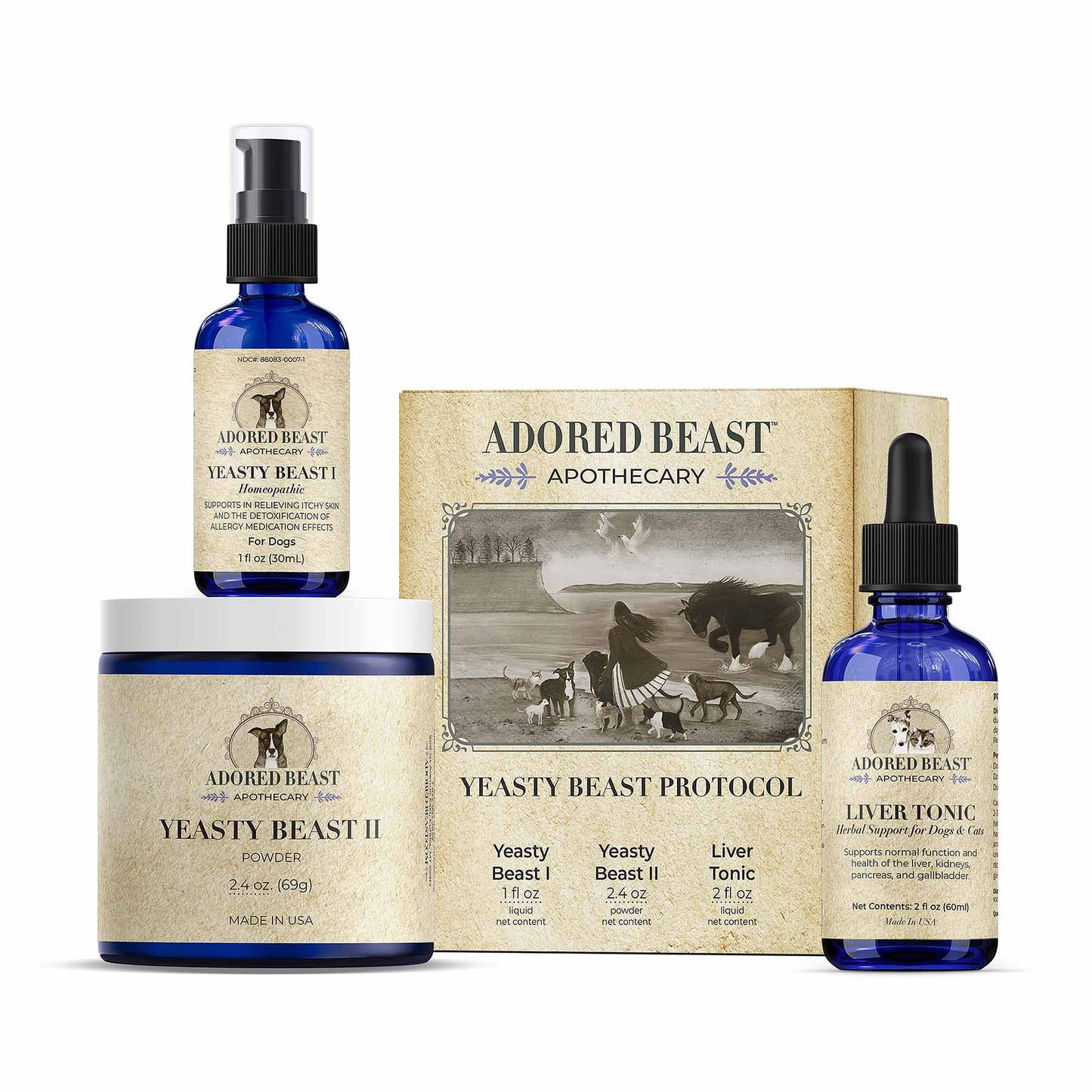 Adored Beast Yeasty Beast Protocol for Dogs - 3 product kit