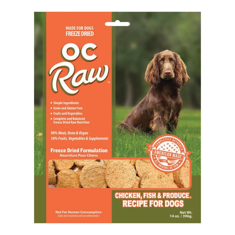 OC Raw Freeze Dried Dog Food Sliders Chicken Fish 14oz