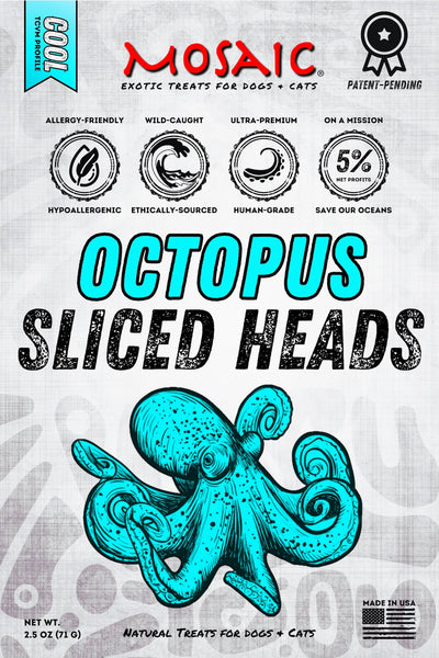 Mosaic Freeze-Dried Wild Octopus Sliced Heads 2.5 oz