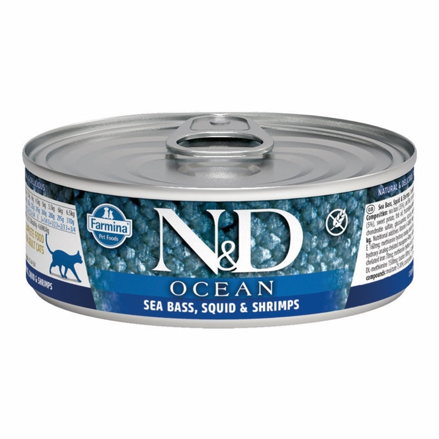 Farmina N&D Ocean Adult Wet Cat Food - Sea Bass, Squid & Shrimp 2.5oz