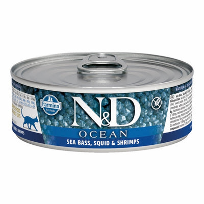 Farmina N&D Ocean Adult Wet Cat Food - Sea Bass, Squid & Shrimp 2.5oz