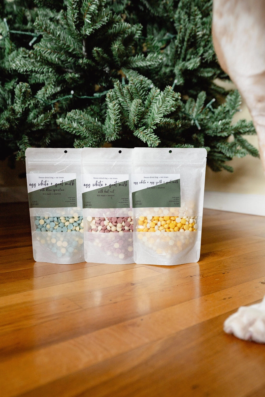Love Liparu Egg and Goat Milk  Freeze-Dried Dog + Cat Treat  *Holiday Edition*