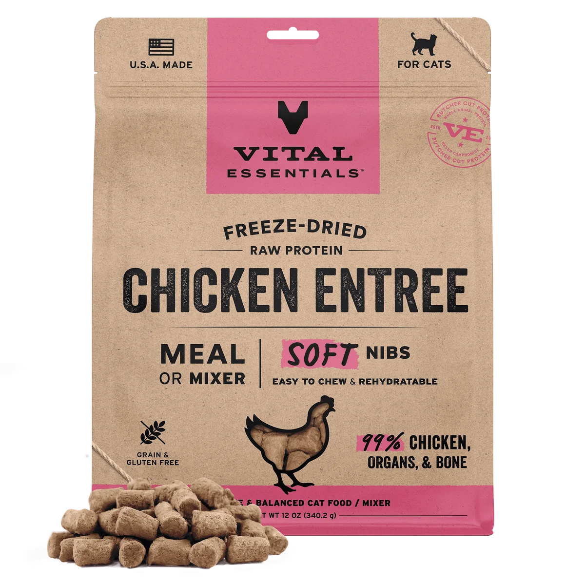 Vital Essentials Cat Freeze-dried Soft Nibs Meal-12oz