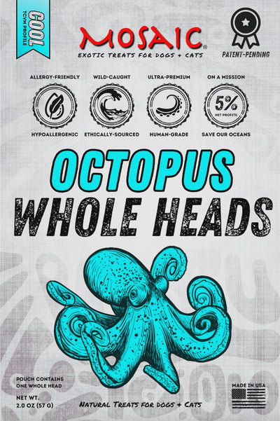 Mosaic Freeze-Dried Wild Octopus Whole Heads, 2.0 oz
