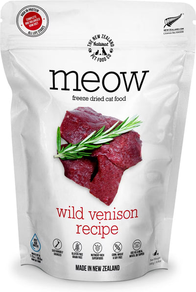 Meow Freeze Dried Cat Food Wild Venison 9.9oz