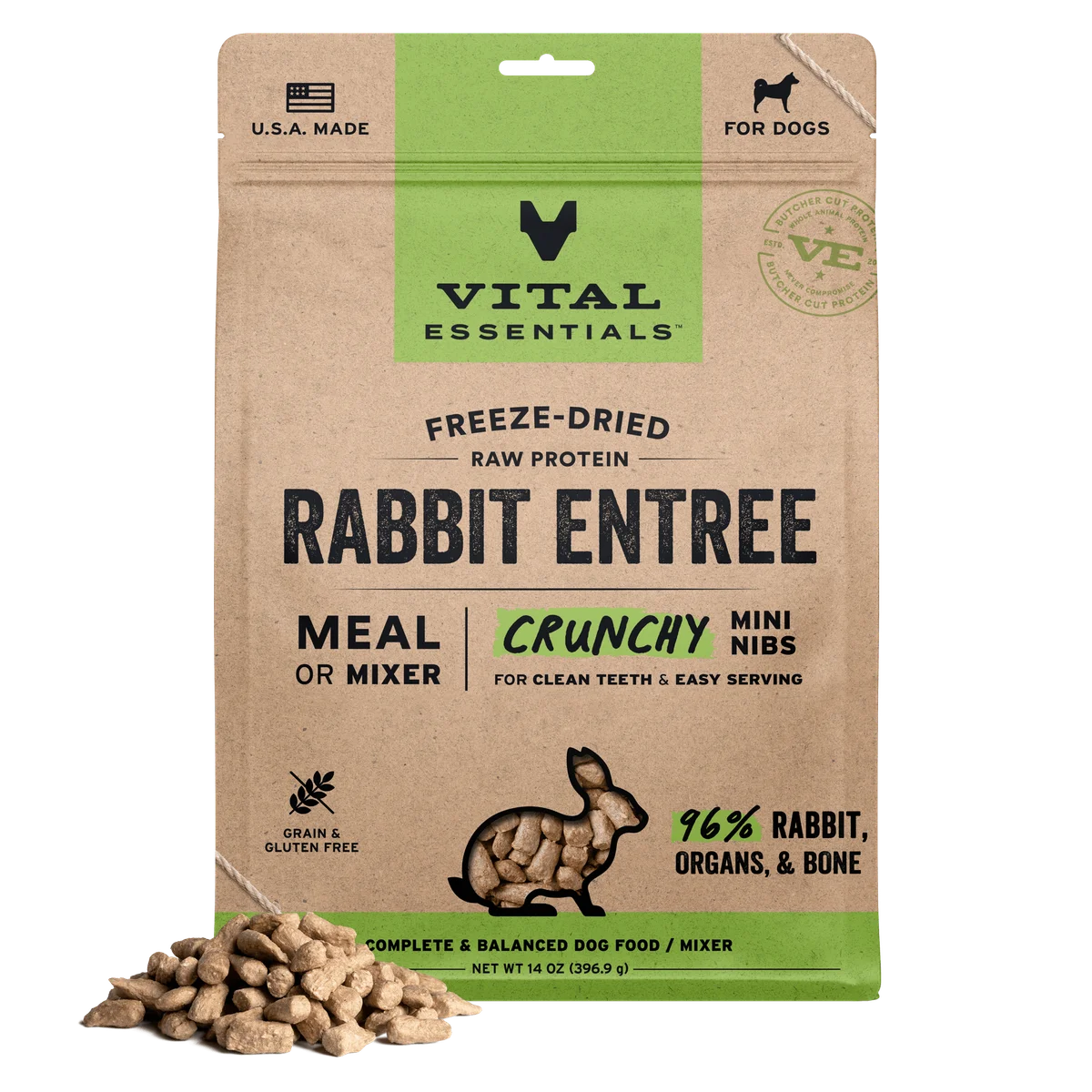 Vital Essentials Freeze-dried Crunchy Mini Nibs Meal or Mixer Dog Food