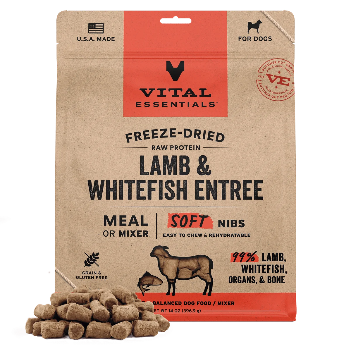 Vital Essentials Freeze-dried Soft Nibs Meal or Mixer Dog Food
