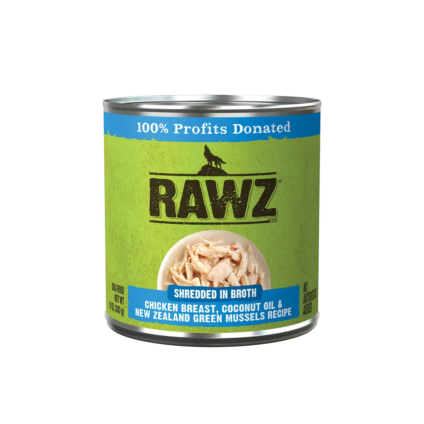 Rawz Dog Can Shredded Chicken Breast Coconut Oil&NZGM 10oz